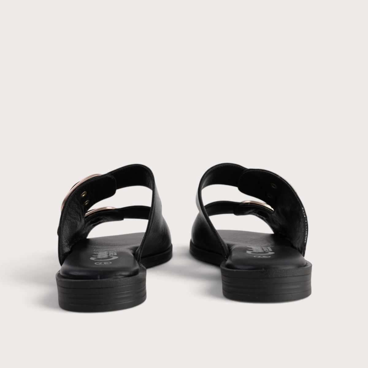 Yoyo Black Leather Slides