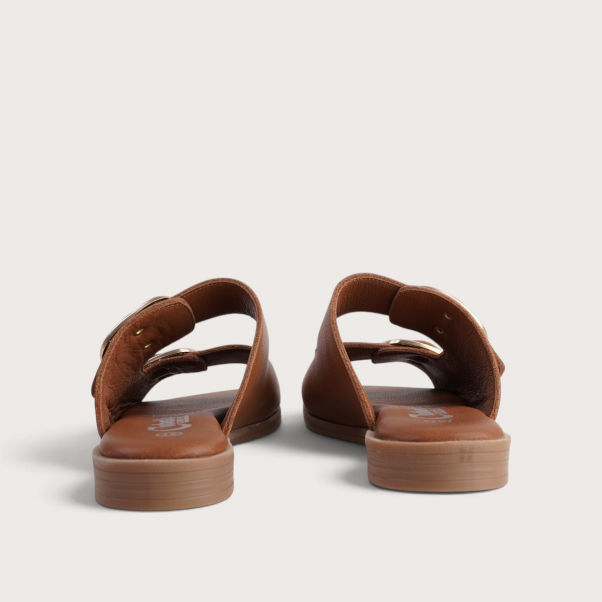 Yoyo Tan Leather Slides