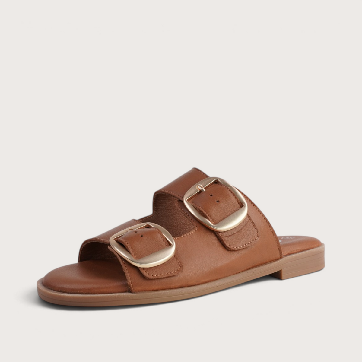 Yoyo Tan Leather Slides