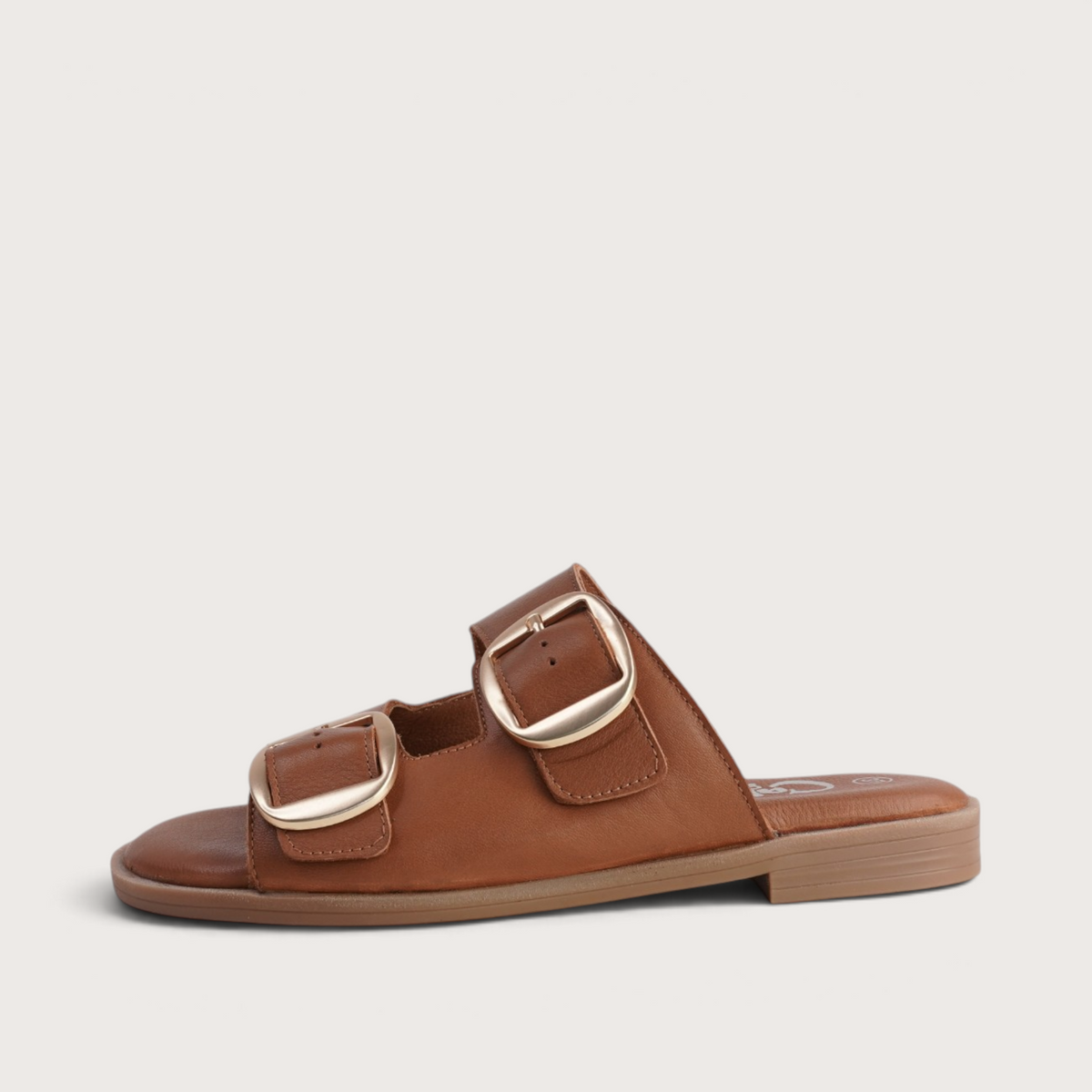 Yoyo Tan Leather Slides
