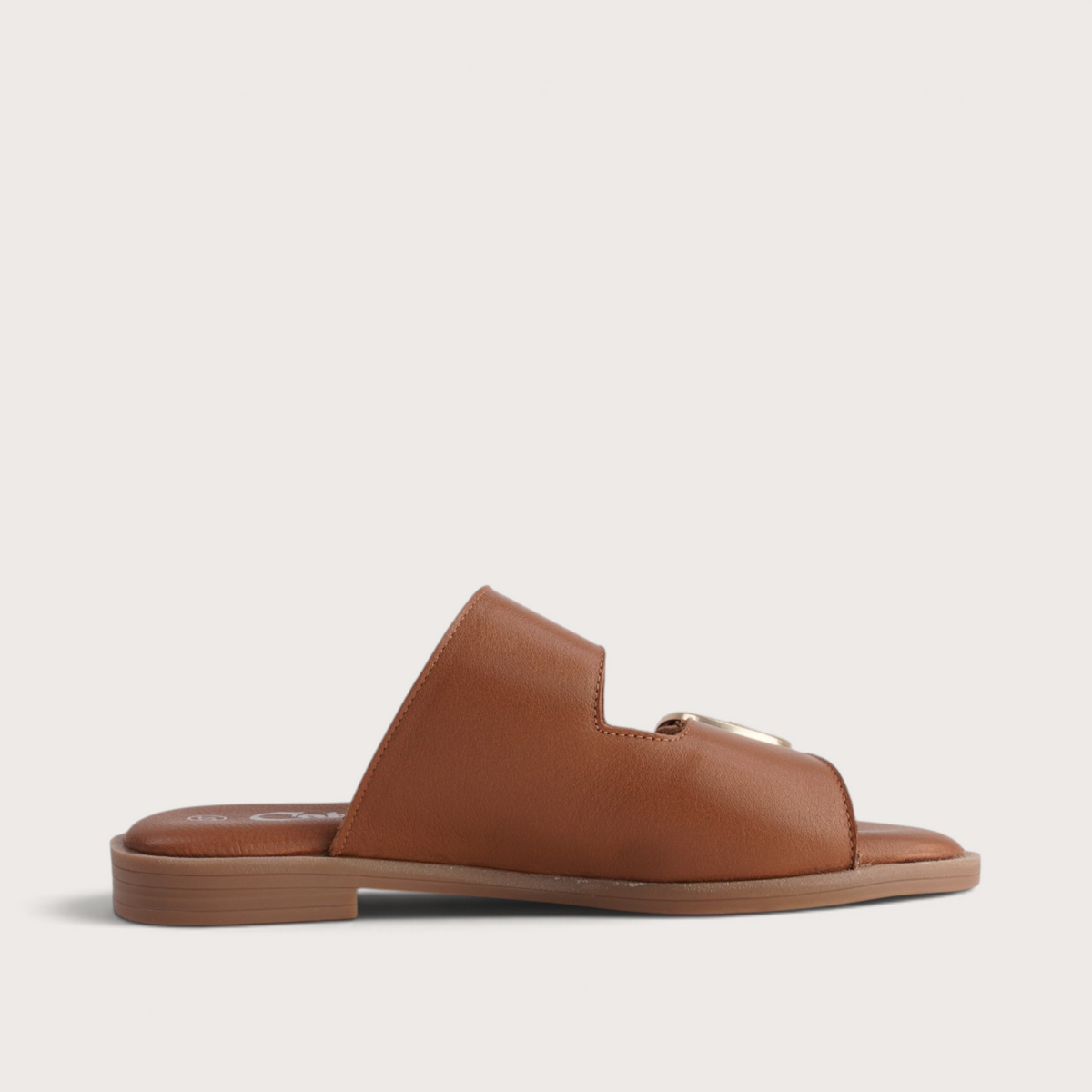 Yoyo Tan Leather Slides