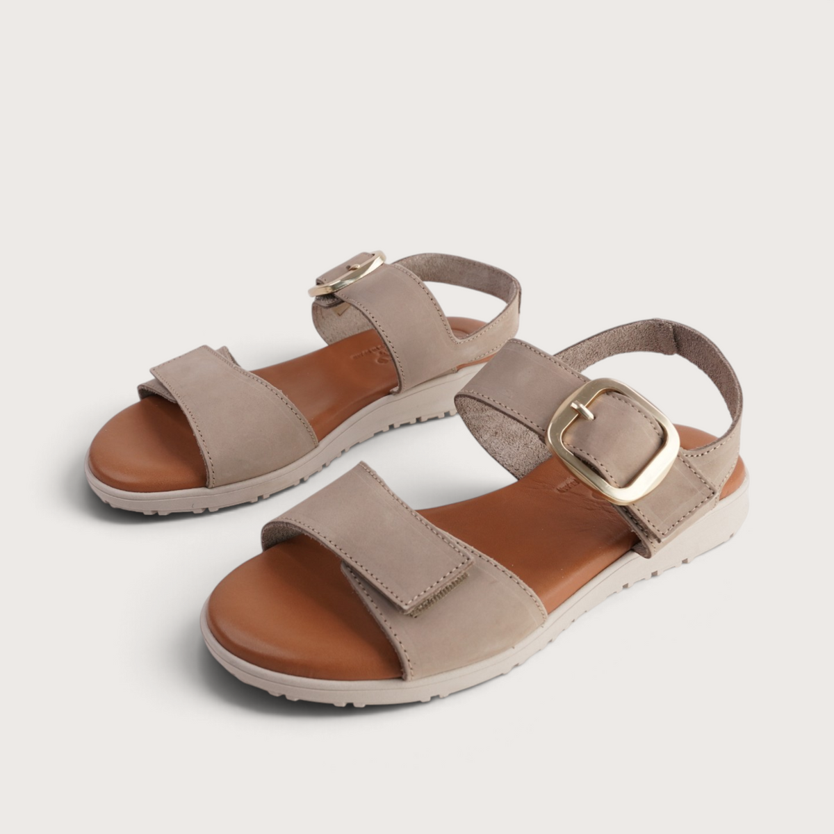 Vienna Taupe Leather Sandals