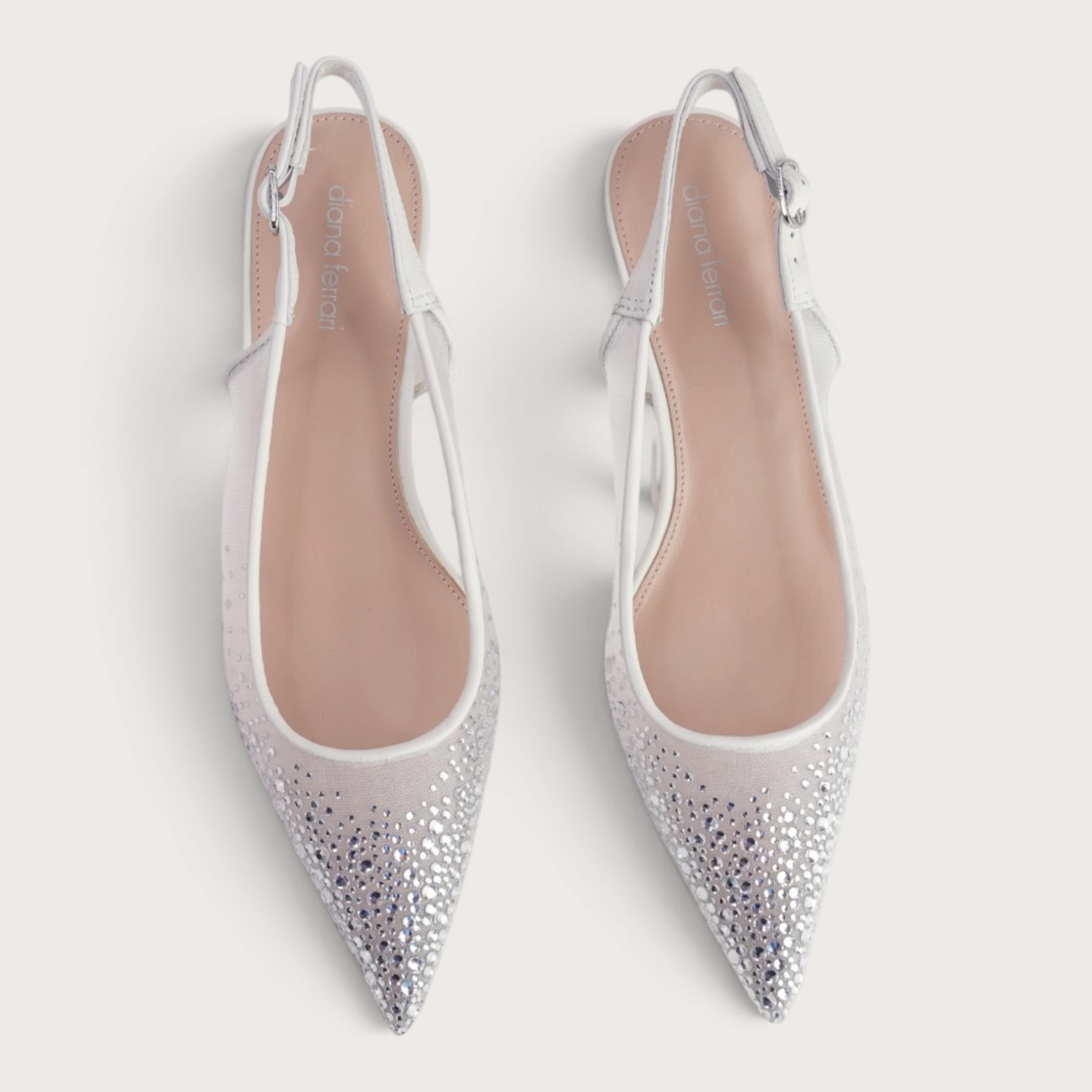 Quille White Mesh/ Silver Jewels Heels