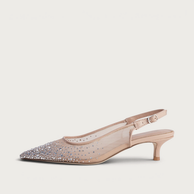 Quille Nude Mesh/ Nude Jewels Heels