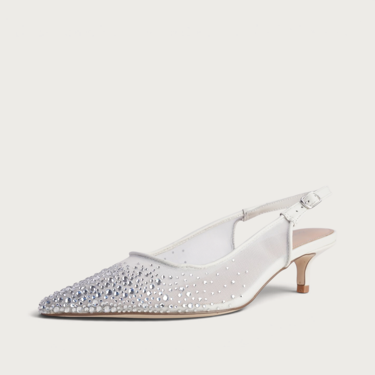 Quille White Mesh/ Silver Jewels Heels