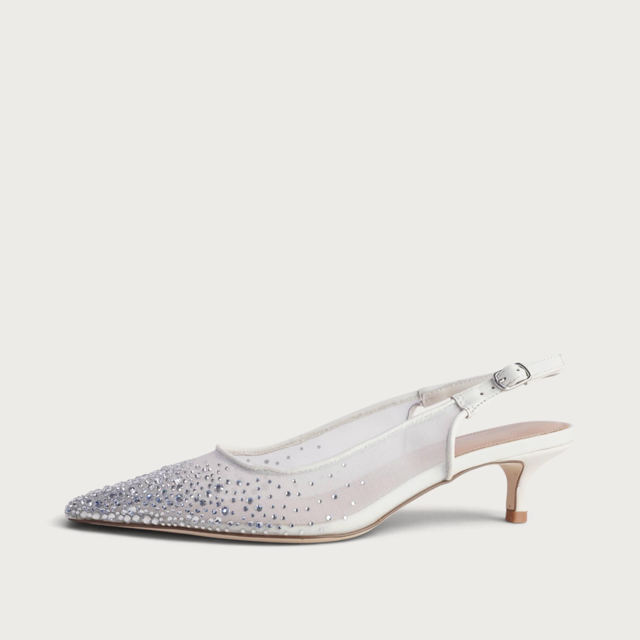 Quille White Mesh/ Silver Jewels Heels