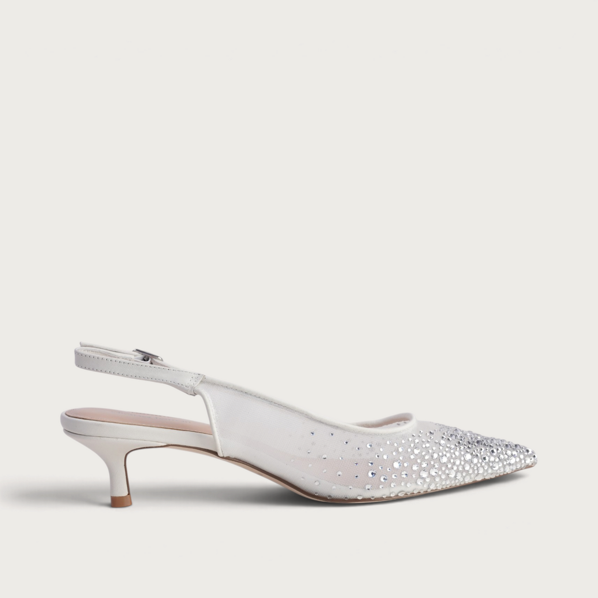 Quille White Mesh/ Silver Jewels Heels
