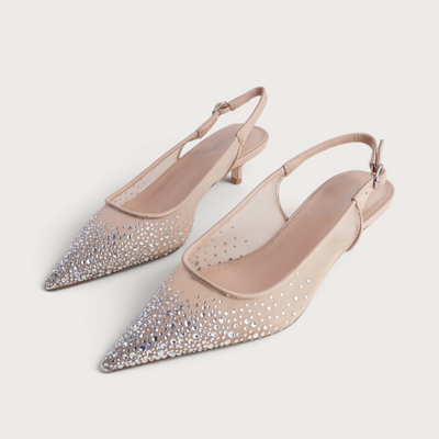 Quille Nude Mesh/ Nude Jewels Heels