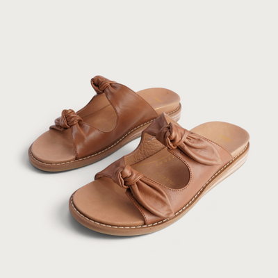 Hadee Tan Leather Slides