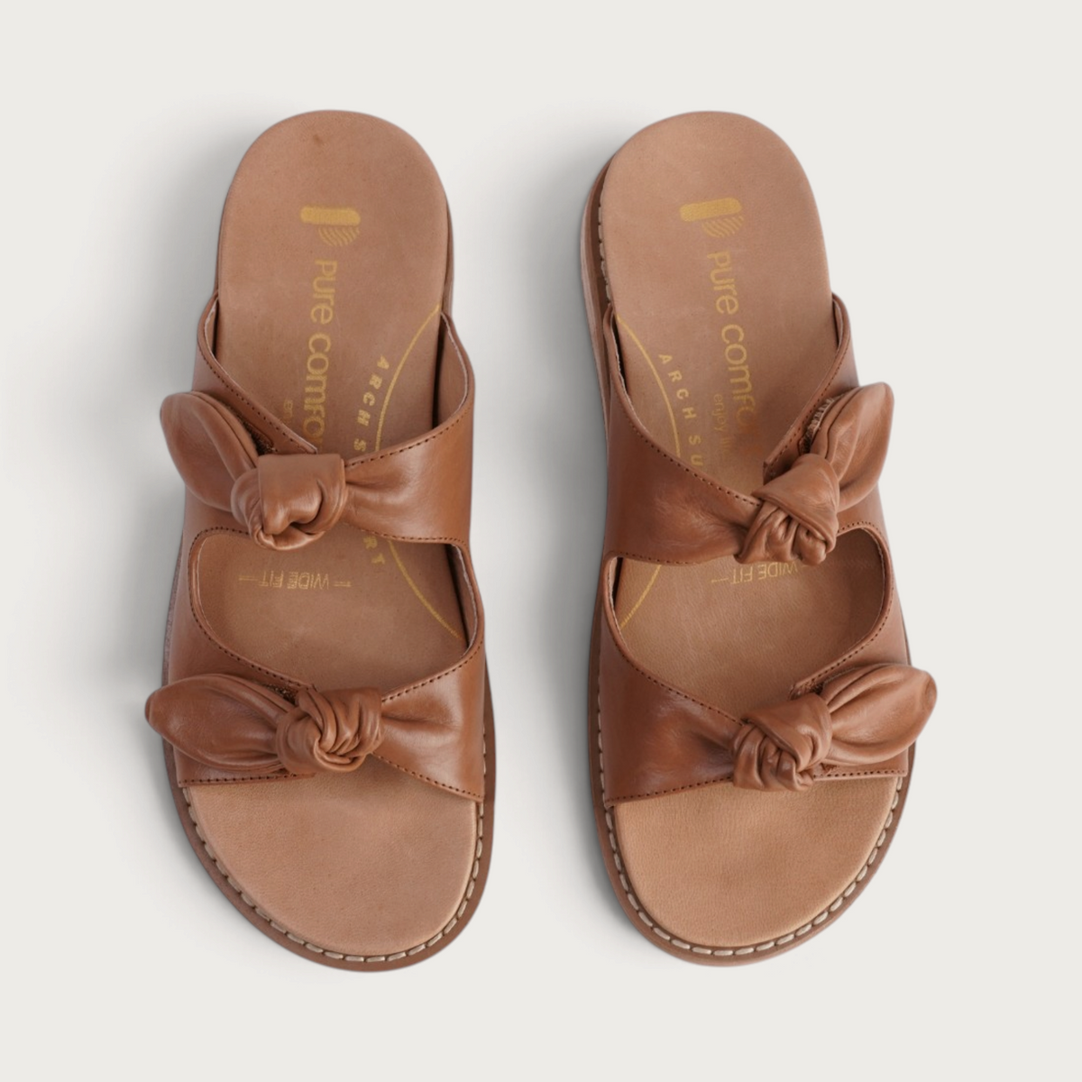 Hadee Tan Leather Slides