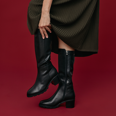 Anderson Black Leather Knee High Boots