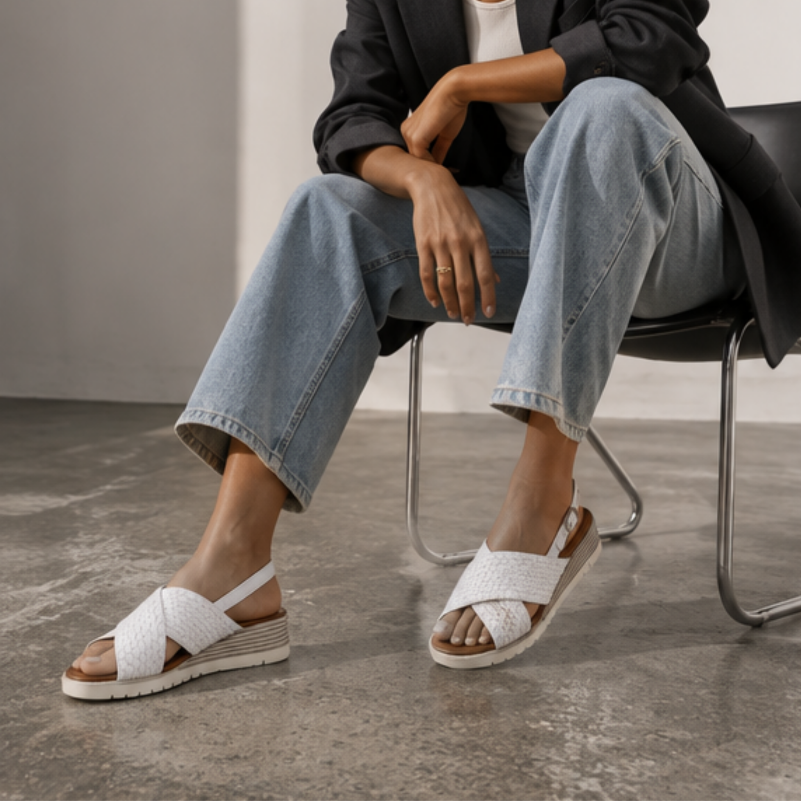 Exile White Leather Sandals