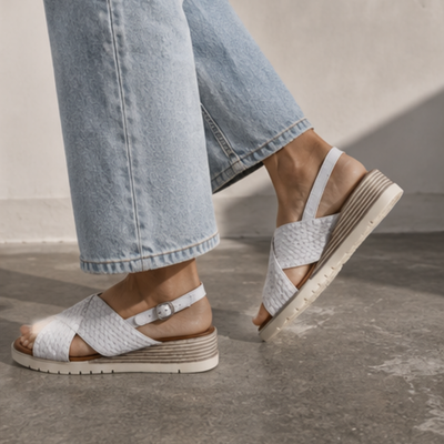 Exile White Leather Sandals