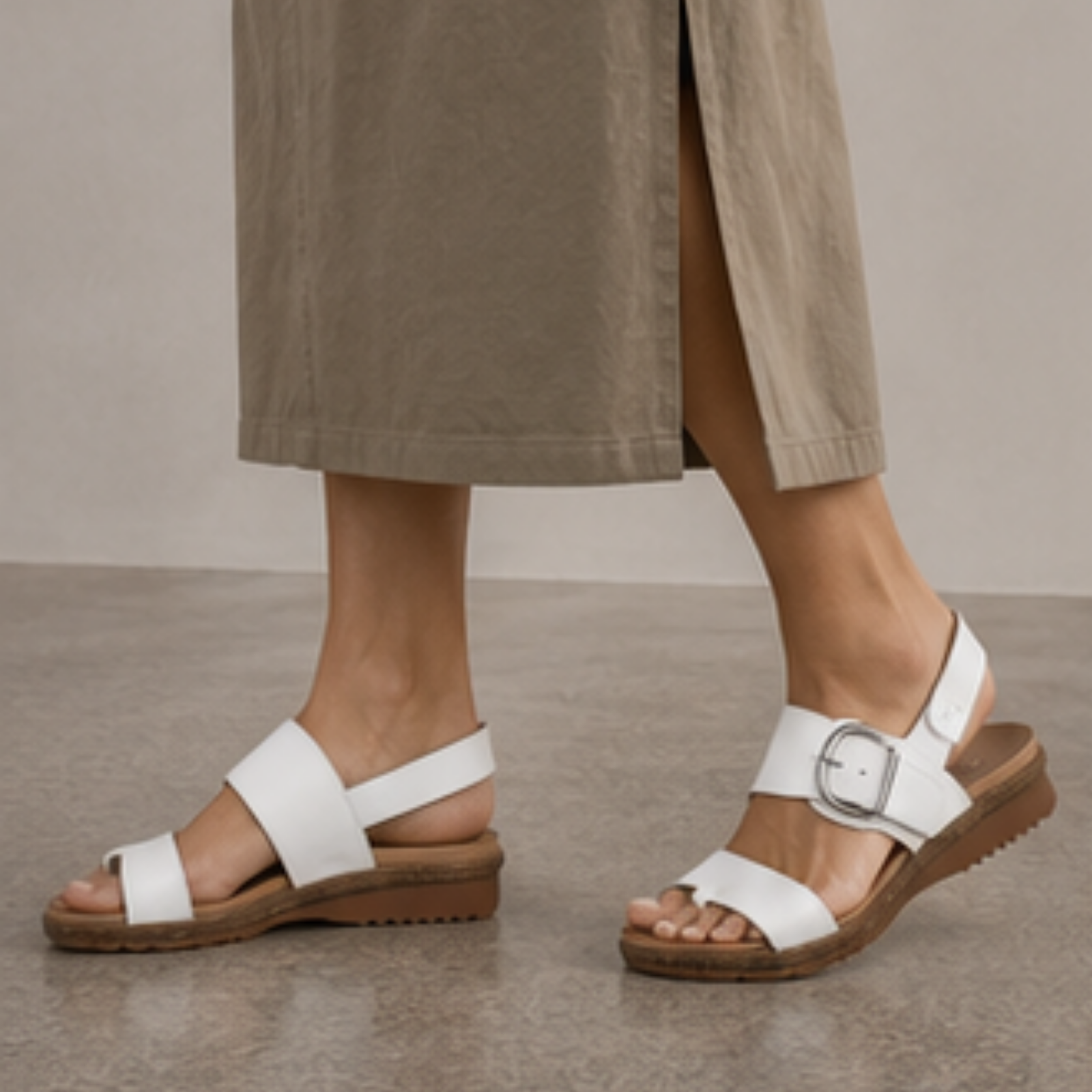Archy White Leather Sandals
