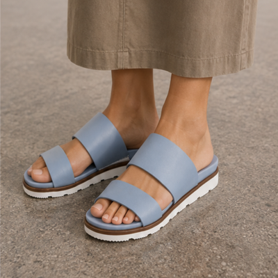 Eliza Denim Leather Sandals