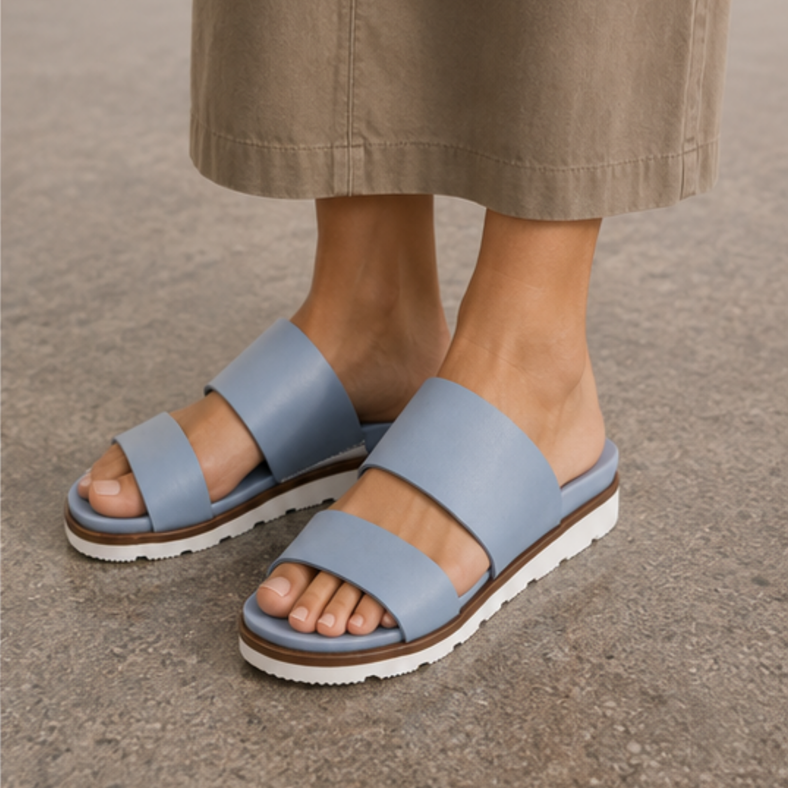 Eliza Denim Leather Sandals