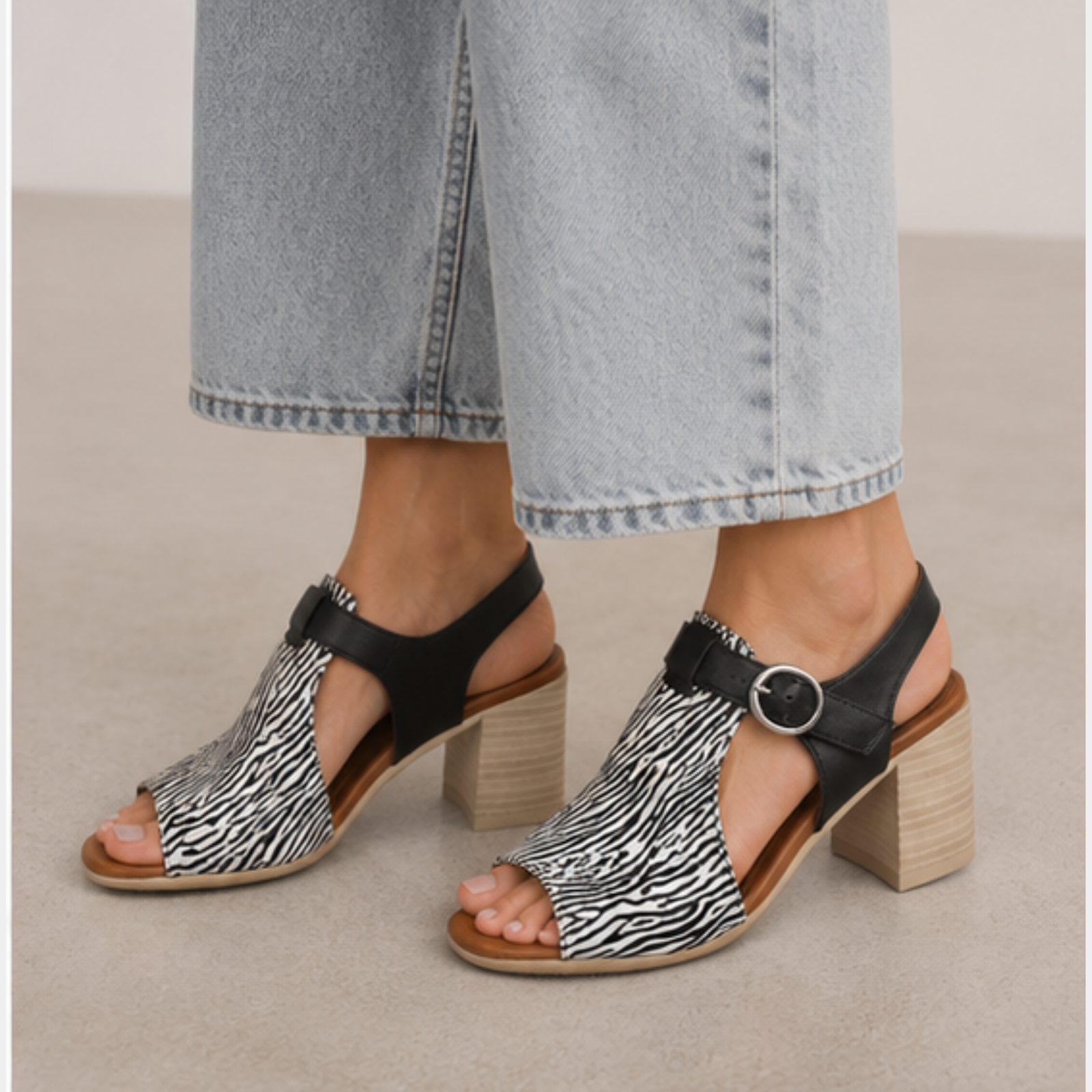 Poppy Zebra Leather Heels