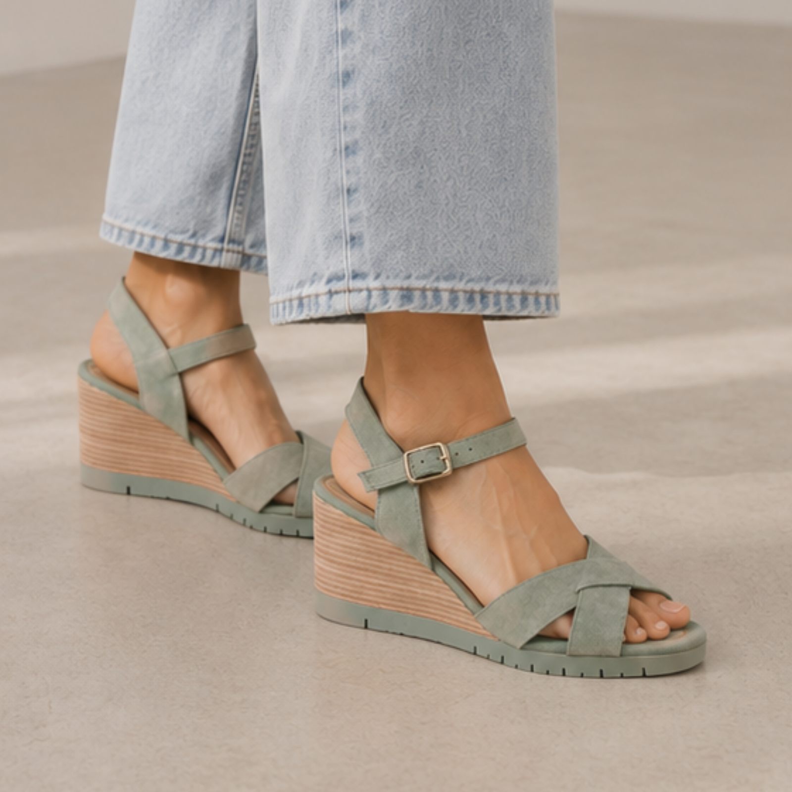 Tylar Sage Suede Wedges