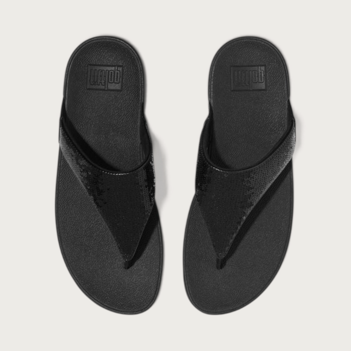 Lulu Leather Sequin Toepost All Black Sandals
