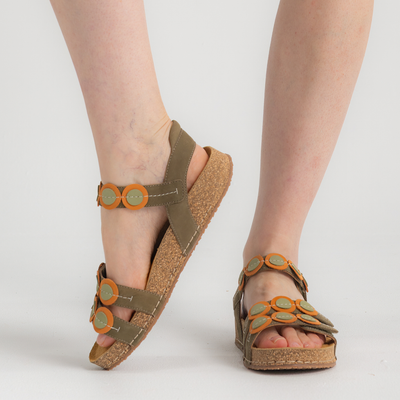 Hannah 13 Olive Multi Leather Sandals