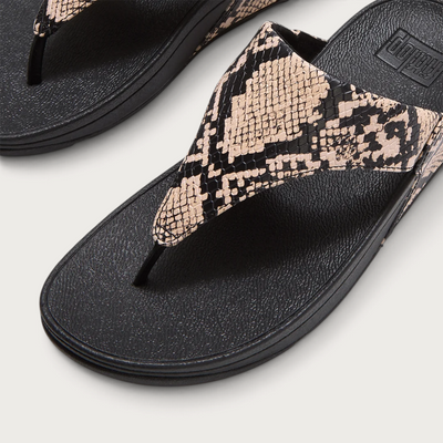 Lulu Leather Snake Toepost Sandals