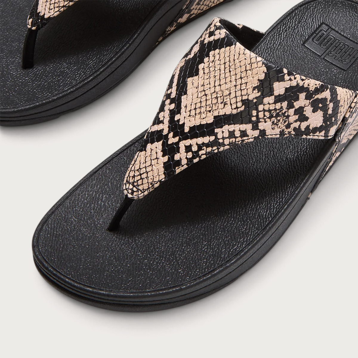 Lulu Leather Snake Toepost Sandals