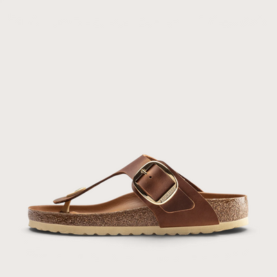 Gizeh Big Buckle Oiled Leather Cognac Leather Sandals