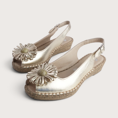 Erica Platino Leather Espadrille Wedges