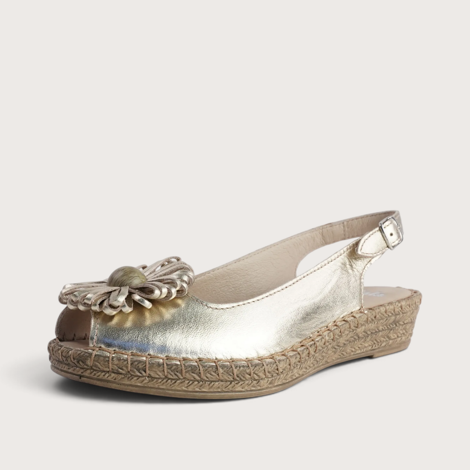 Erica Platino Leather Espadrille Wedges
