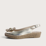 Erica Platino Leather Espadrille Wedges