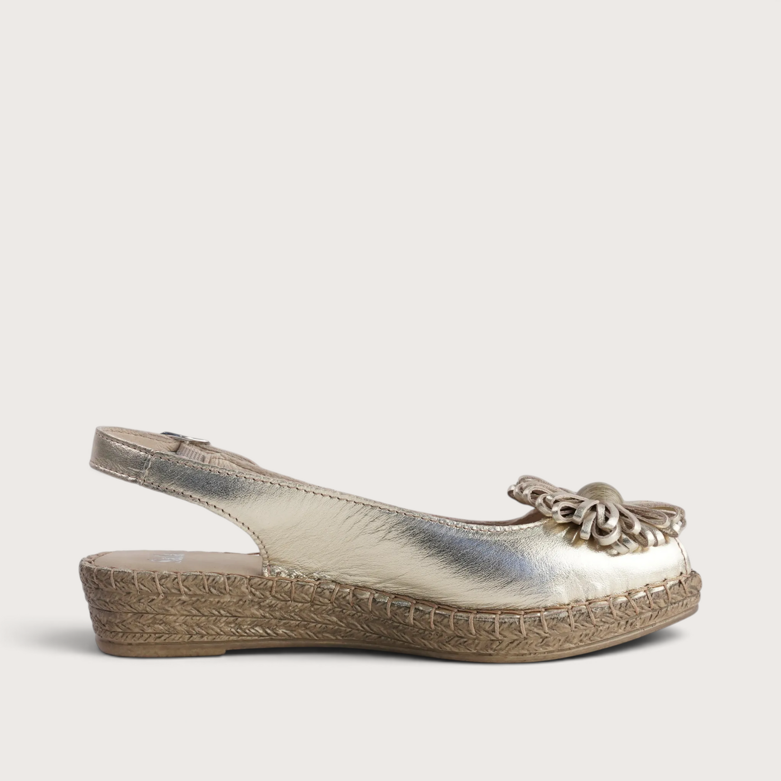 Erica Platino Leather Espadrille Wedges