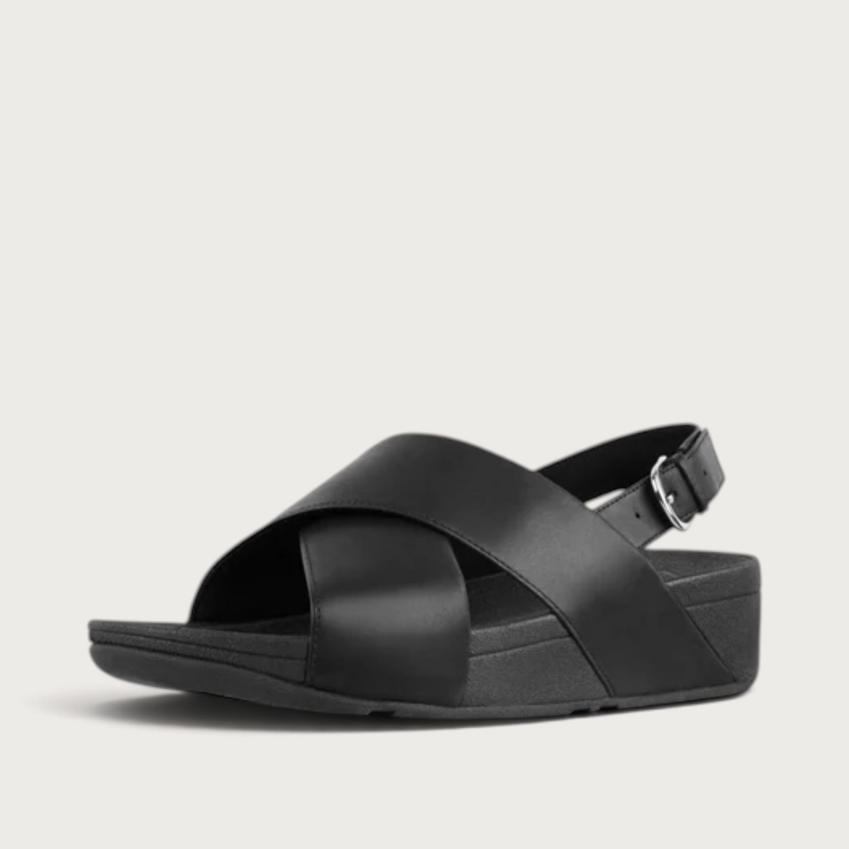 Lulu Cross Back-Strap Black Sandals