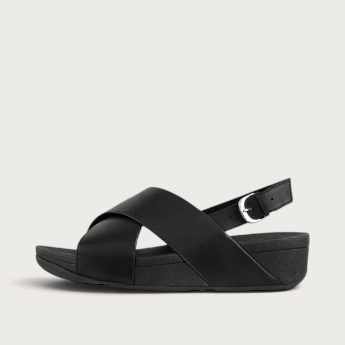Lulu Cross Back-Strap Black Sandals