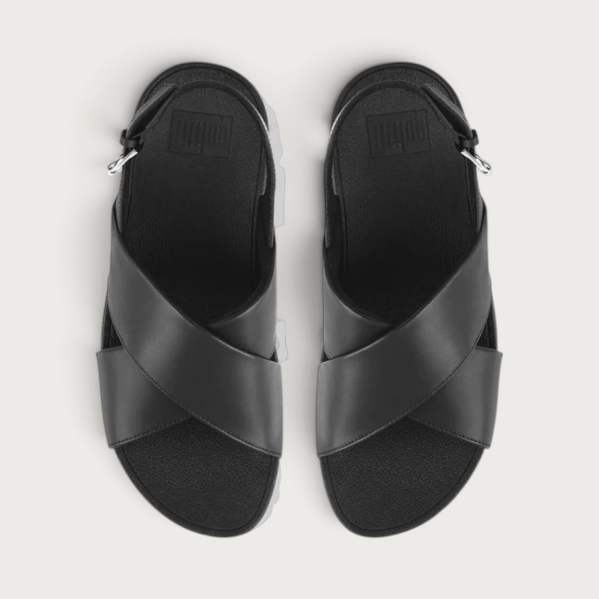 Lulu Cross Back-Strap Black Sandals